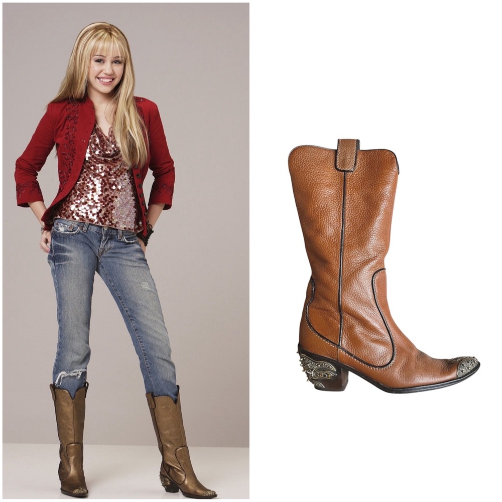 ⋆｡°✩ ASO Hannah Montana alt color cognac embellished toe cowboy boots